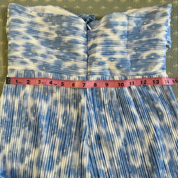 Bardot Hattia Cut Out Jumpsuit Romper Blue Abstract Floral Pleated NWT Medium - Picture 7 of 11